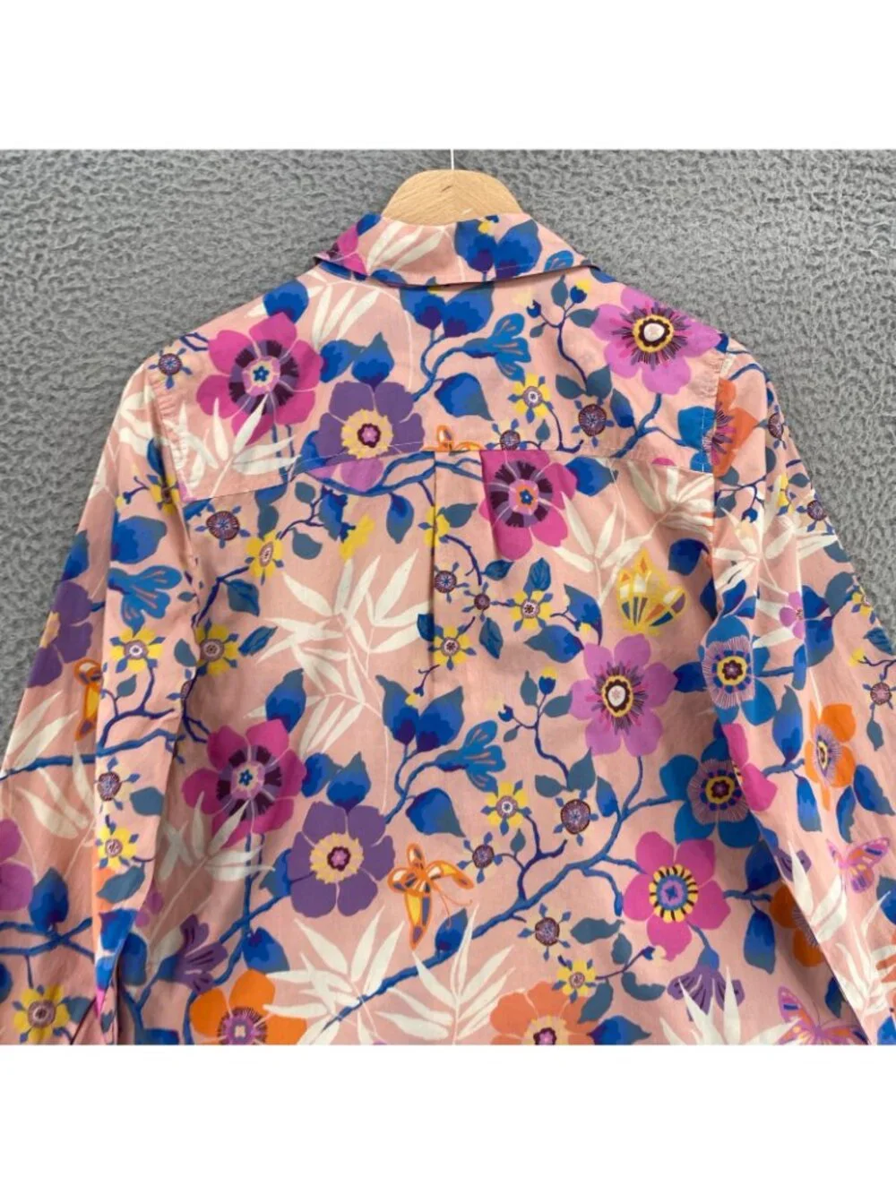 J Crew Liberty London Top Womens 4 Pavilion Pink Floral Popover Classic Cotton